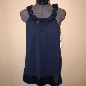 Trixxi Lined Jewel Neckline Sleeveless Top